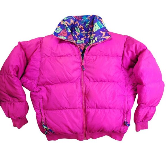 Vintage Columbia Reversible Down Puffer Jacket Womens Large - Picture 2 of 9